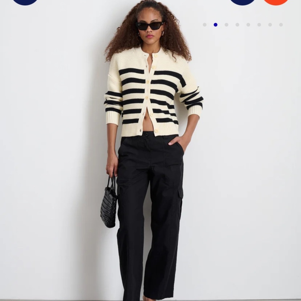 Alex Mill Cream and Black Striped Nico Knit Cardigan - Picture 2 of 9